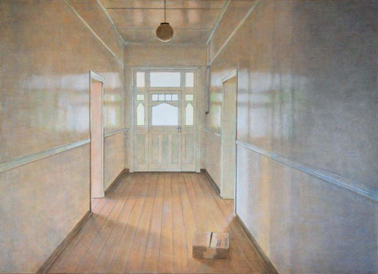 Painting of an interior of a neglected Farm house in the Karoo