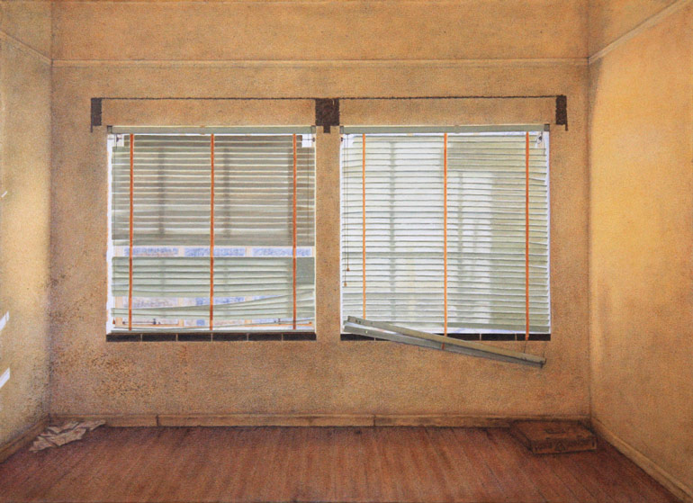 Painting of an interior of a neglected Farm house in the Karoo